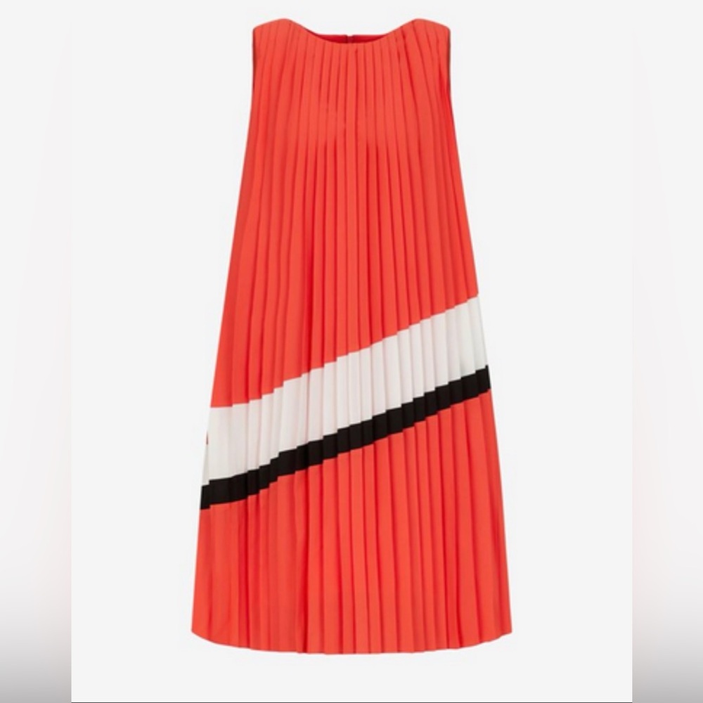 Armani Exchange Pleated Orange Dress with White and Black Stripes